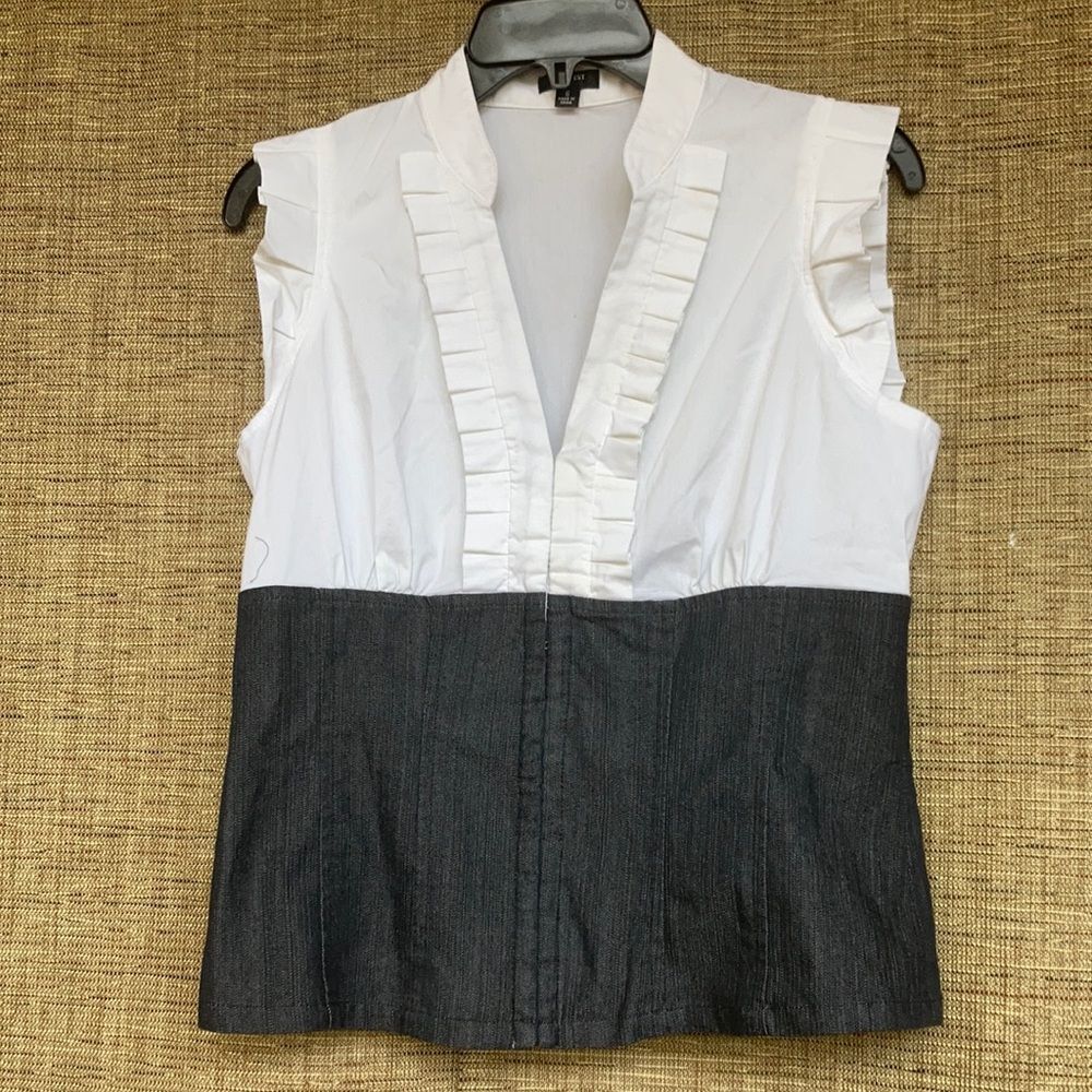 Nine West white and denim corset top